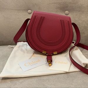 Chloe small/mini Marcie Leather Crossbody DarkPink
